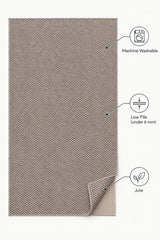 Jute Geometric Modern Area Rug – Taupe – features
