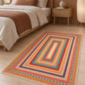 Jute Look Modern Area Rug – Multicolor in a bedroom