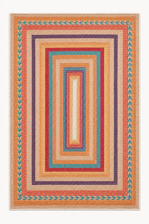 Jute Look Modern Area Rug – Multicolor
