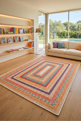 Jute Look Modern Area Rug – Multicolor in a living room