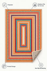 Jute Look Modern Area Rug – Multicolor – features