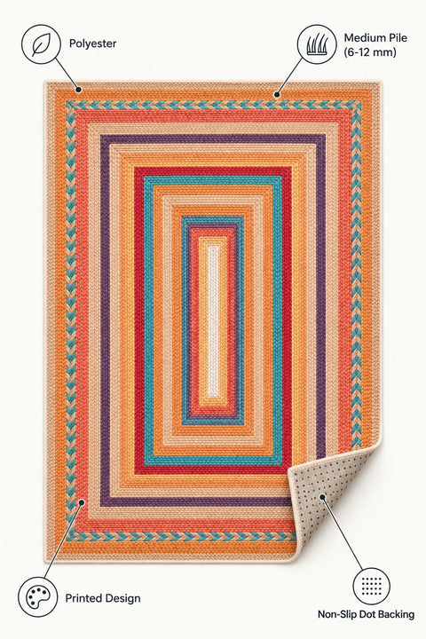 Jute Look Modern Area Rug – Multicolor – features