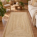 Jute Look Modern Kitchen Rug – Brown in a living room