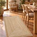 Jute Look Modern Kitchen Rug – Brown in a dining room