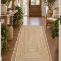 Jute Look Modern Kitchen Rug – Brown in a hallway