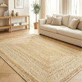 Jute Look Modern Kitchen Rug – Brown in a living room