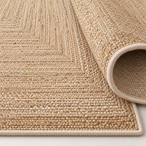 Jute Look Modern Kitchen Rug – Brown – texture close-up