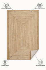 Jute Look Modern Kitchen Rug – Brown – features