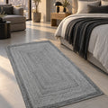 Jute Look Modern Kitchen Rug – Gray in a bedroom