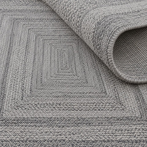 Jute Look Modern Kitchen Rug – Gray – texture close-up