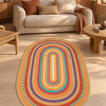 Jute Look Modern Oval Rug – Multicolor in a living room
