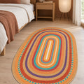 Jute Look Modern Oval Rug – Multicolor in a bedroom