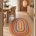 Jute Look Modern Oval Rug – Multicolor in a dining room