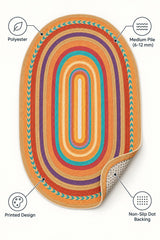 Jute Look Modern Oval Rug – Multicolor – features
