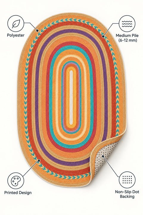 Jute Look Modern Oval Rug – Multicolor – features