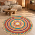 Jute Look Modern Round Rug – Multicolor in a living room