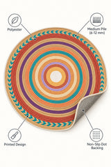 Jute Look Modern Round Rug – Multicolor – features