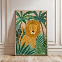 Kate McFarlane Lion Jungle Illustration Wall Poster
