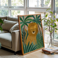 Kate McFarlane Lion Jungle Illustration Wall Poster