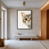 Kitten Watercolor Wall Art – Soft Cream Nursery Cat Portrait