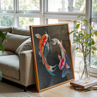 Koi Fish Aesthetic Wall Décor Poster – Tranquil Japanese Koi Painting Print