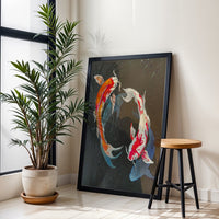 Koi Fish Aesthetic Wall Décor Poster – Tranquil Japanese Koi Painting Print