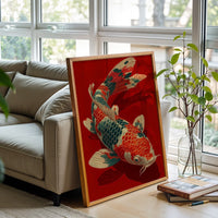 Koi Fish Aesthetic Wall Print – Tranquil Japanese Inspired Poster