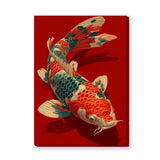 Koi Fish Traditional Wall Art – Colorful Japanese Red Background