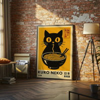 KURO NEKO Pop Art Print – Japanese Black Cat Wall Décor