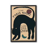 La Belle Paris Night Le Chat Café Noir 1920 Nostalgic Cat Décor Poster Wall Print