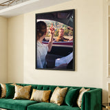 La La Land Car Scene Modern Retro Wall Art – Mia and Sebastian Convertible