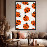 Ladybug Pattern Kids Modern Wall Art – Orange and Black Bug Print