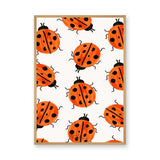 Ladybug Pattern Kids Modern Wall Art – Orange and Black Bug Print