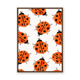 Ladybug Pattern Kids Modern Wall Art – Orange and Black Bug Print