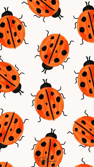 Ladybug Pattern Kids Modern Wall Art – Orange and Black Bug Print