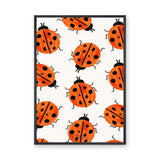 Ladybug Pattern Kids Modern Wall Art – Orange and Black Bug Print