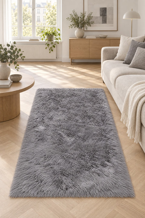 Lambskin Modern Plush Area Rug in a living room