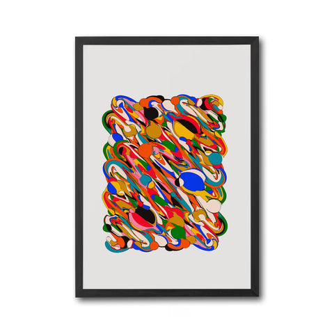 Large Colorful Non-Figurative Artwork – Minimal Boho Wall Decor for Above Couch or Living Room