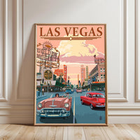 LAS VEGAS Heritage Street Scene Print – Retro City Wall Print