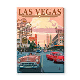 Las Vegas Vintage Wall Art – Retro Street Scene with Classic Cars