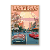 Las Vegas Vintage Wall Art – Retro Street Scene with Classic Cars