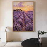 Lavender Field Traditional Wall Art – Farmhouse Sunset Landscape