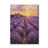 Lavender Field Traditional Wall Art – Farmhouse Sunset Landscape