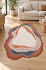 Layered Modern Area Rug in a living room