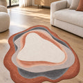Layered Modern Area Rug in a living room