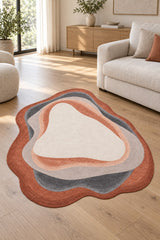 Layered Modern Area Rug in a living room