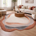 Layered Modern Area Rug in a living room