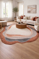 Layered Modern Area Rug in a living room