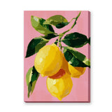 Lemon Botanical Modern Wall Art – Pink Painterly Citrus Branch