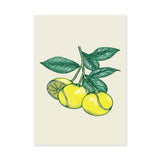 Lemon Botanical Vintage Wall Art – Yellow Citrus Branch Illustration